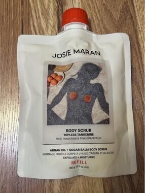 Josie Maran Topless Tangerine Refillable Exfoliating Body Scrub Pouch 13.5oz